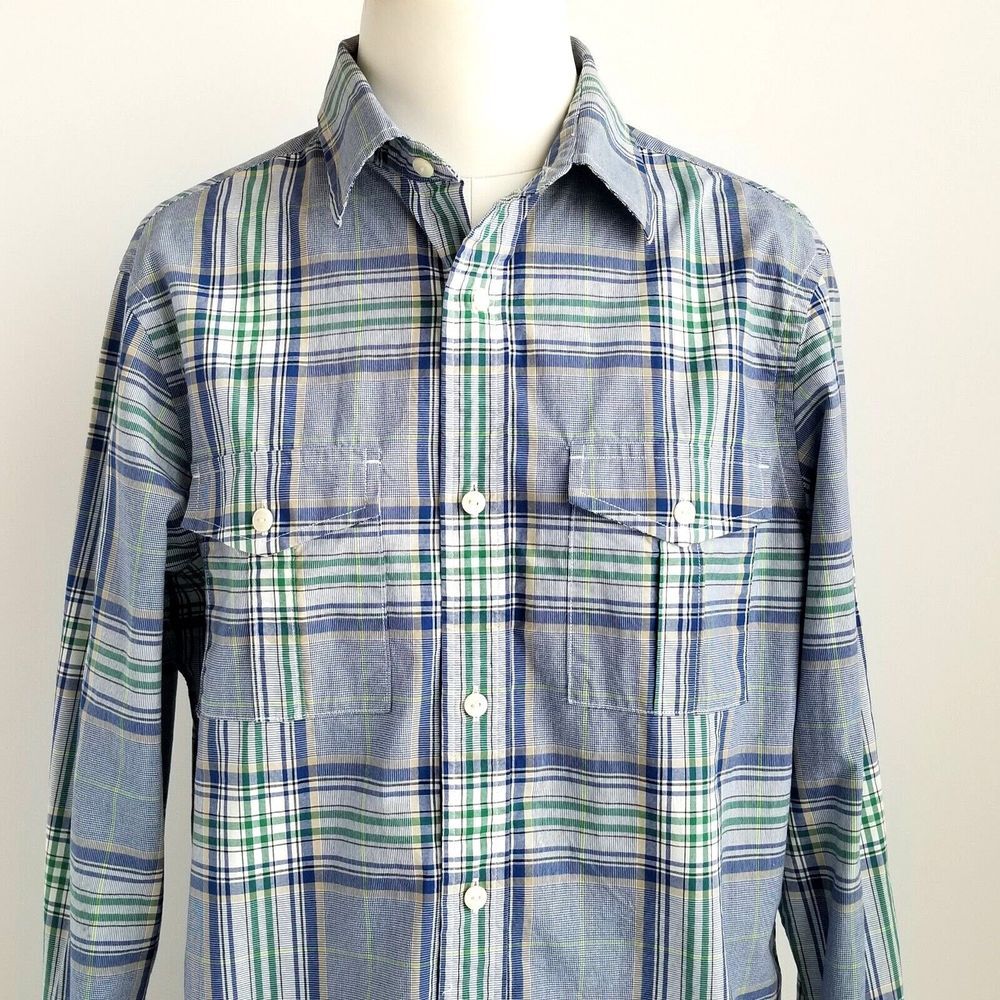 Banana Republic Button Up Shirt Mens S Roll Tab Sleeve Plaid Flap Chest Pockets - Picture 2 of 7